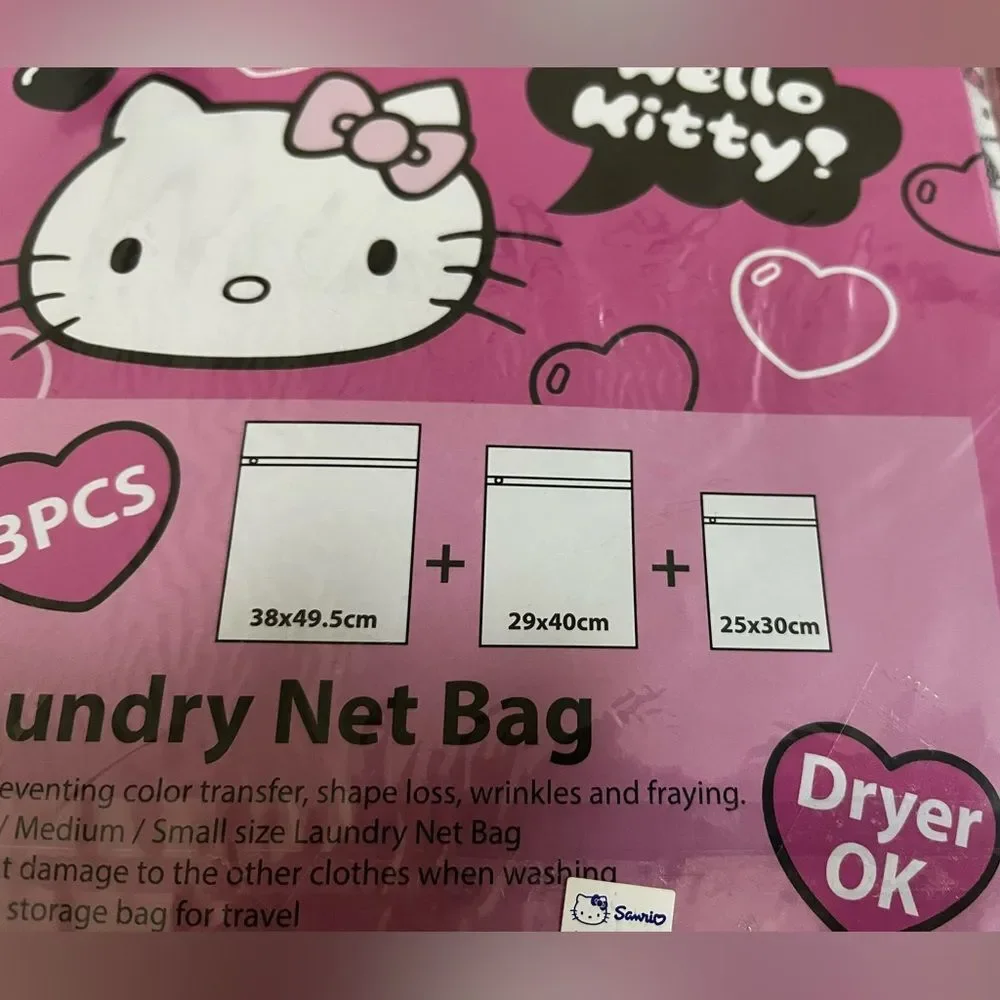 2 Sets Sanrio Hello Kitty Allover Print Laundry Net Bag Pink 3pcs Storage Travel